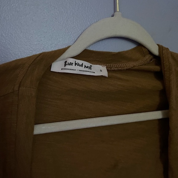 Three bird nest long sleeved ankle length open front rust cotton cardigan S - Picture 4 of 10